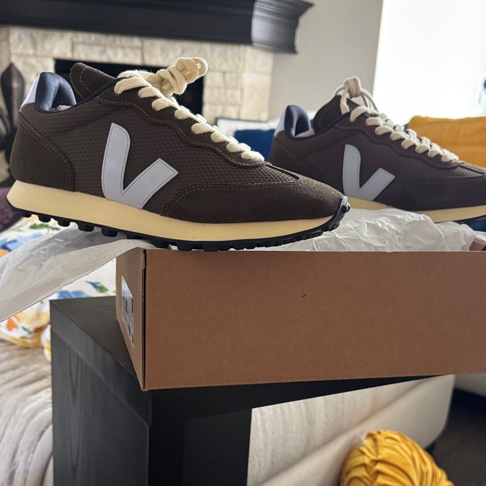 Veja women’s  Dark Brown Sneakers with Cream Details